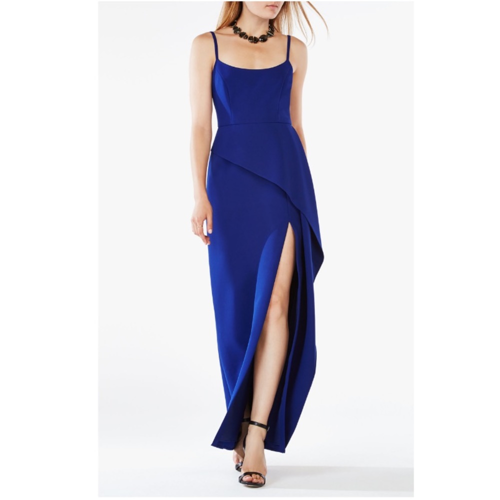 BCBGMAXAZARIA Steluh crepe de chine peplum gown!!
